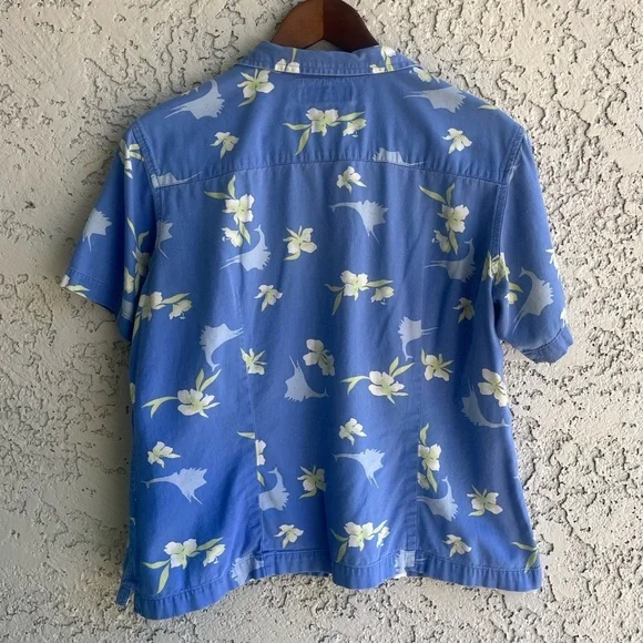 COLUMBIA Button Down Hawaiian Short Sleeve Shirt Women’s Large - Picture 8 of 9